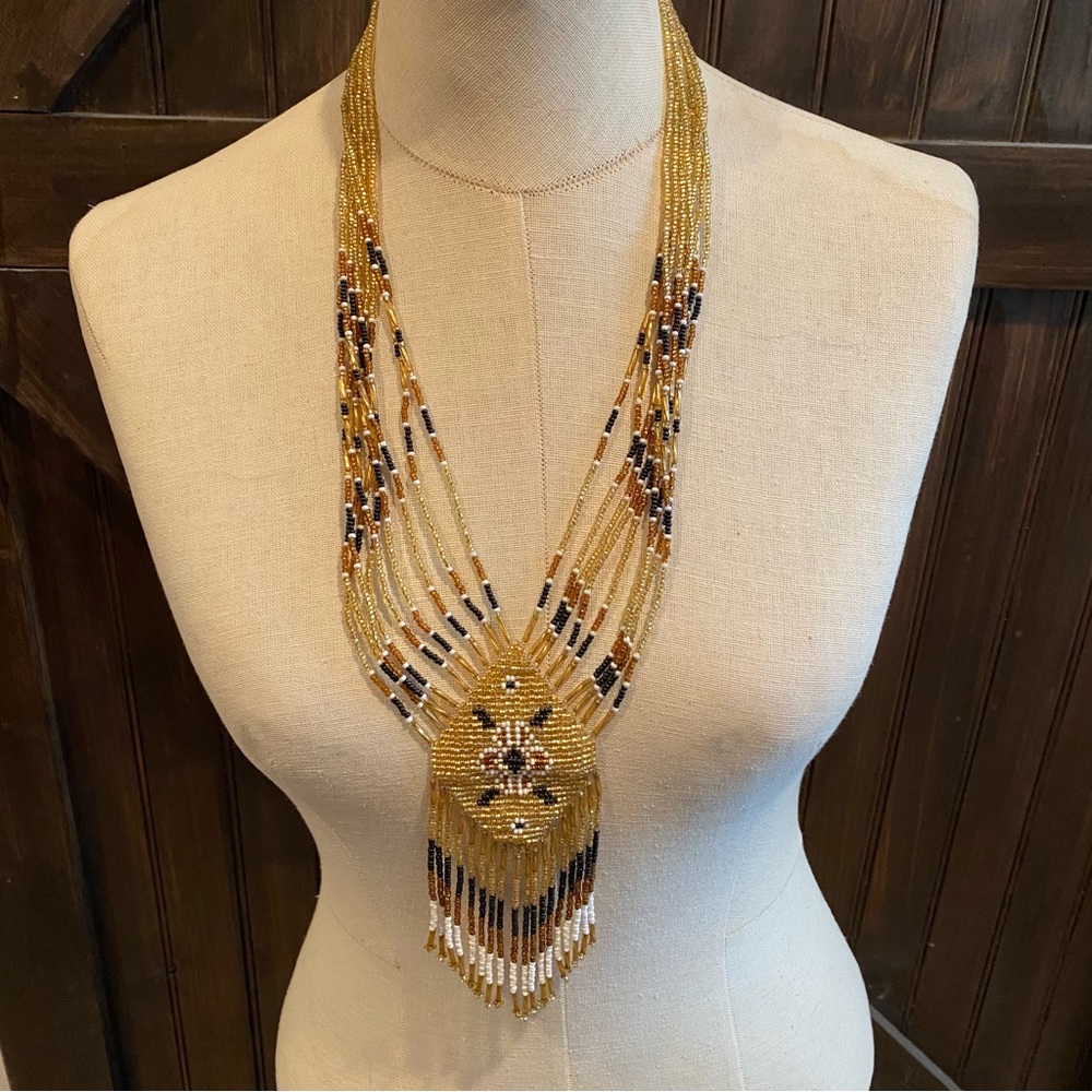 Authentic Mexican beaded gold necklace
